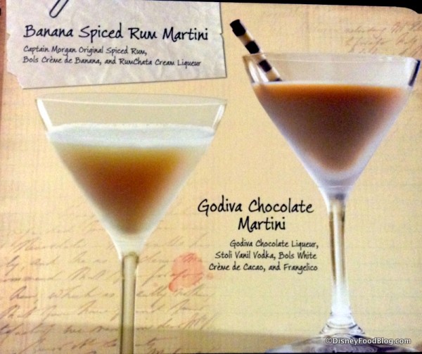 Banana Spiced Rum Martini and Godiva Chocolate Martini