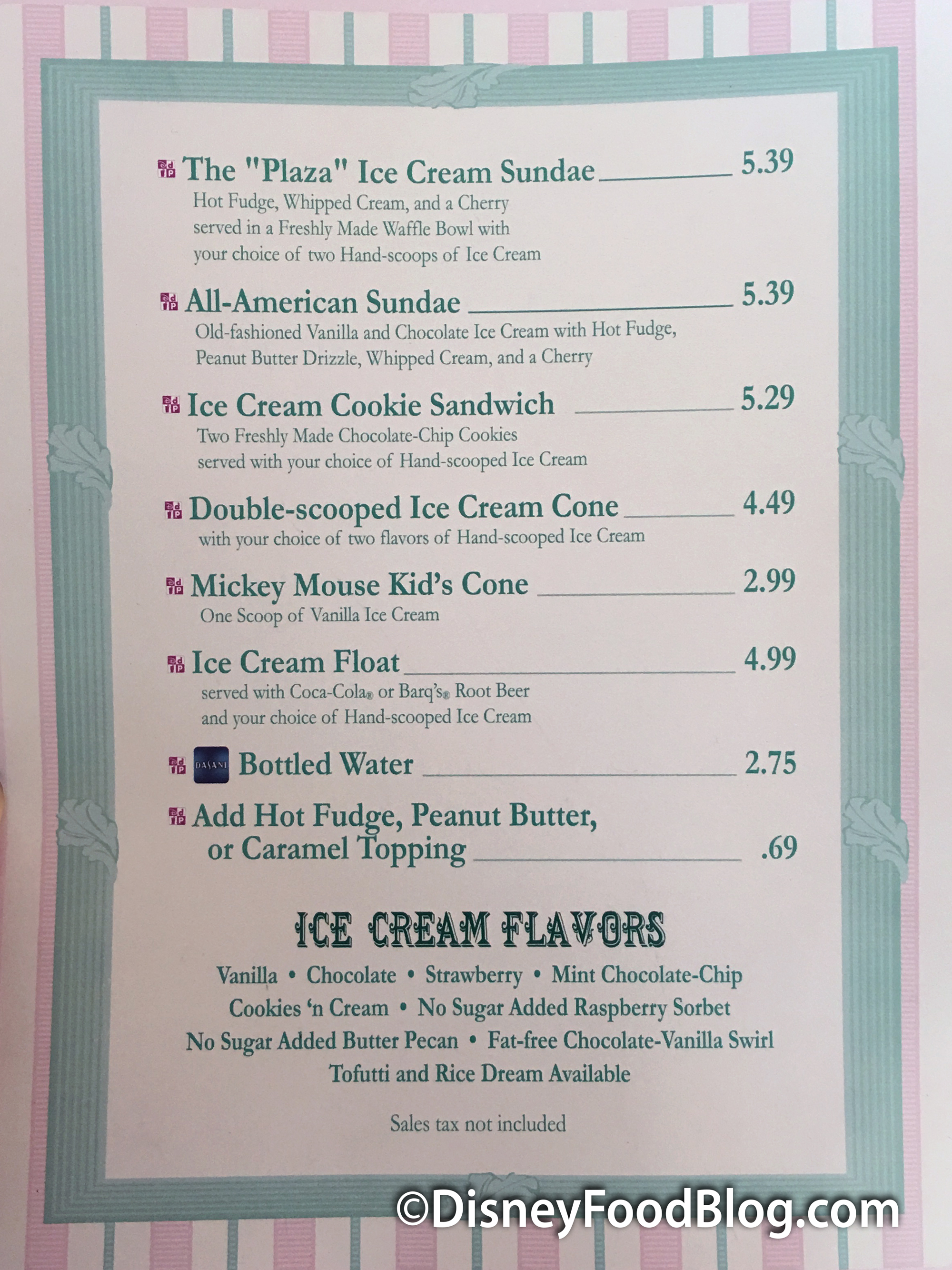 Plaza Ice Cream Parlor menu 