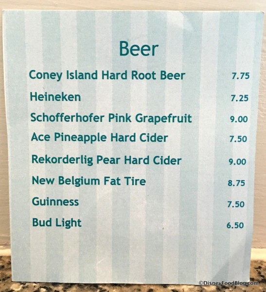 Beer, Cider and Hard Soda List