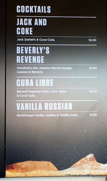 Beverly's Revenge Menu