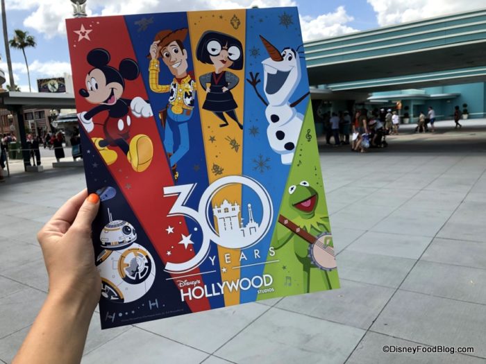 30th Anniversary Of Disney's Hollywood Studios Fold Out Map