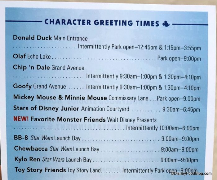 hollywood-studios-characters-times-guide