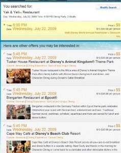 Screen Shot of Online Advanced Dining Reservations System