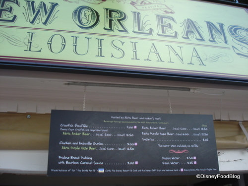 New Orleans Booth and Menu