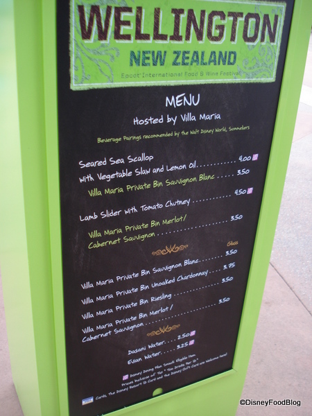 Wellington, New Zealand Menu