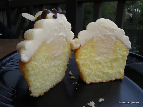 Cross Section of the Honey Lemon Cupcake with Lemon Mousse Filling