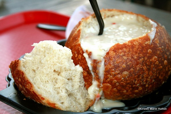 Clam Chowder in a Sourdough Bowl at Pacific  Wharf