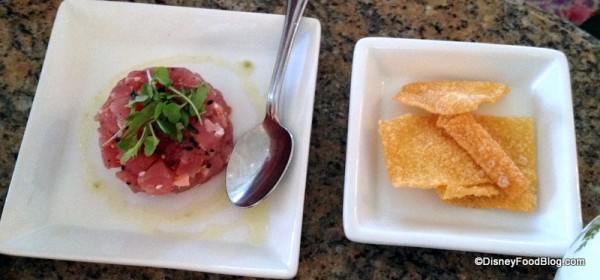 Tuna Poke and Crisps -- Up Close