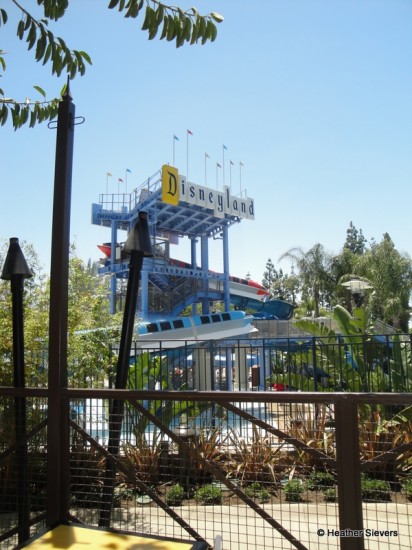 View of the Monorail Waterslides from the Outdoor Seating Area