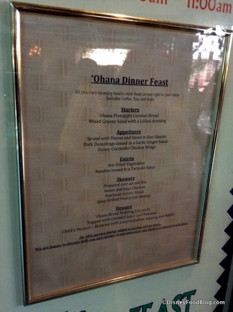 'Ohana menu