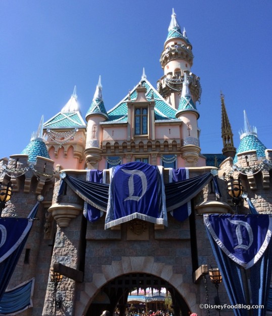Sleeping Beauty Castle decked out for the Diamond Anniversary