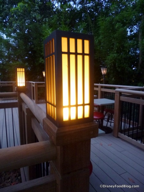 Lighting at Japan Pavilion outdoor seating