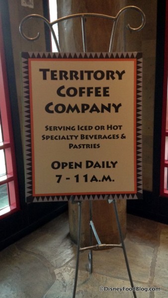 Sign pointing guests to Territory Coffee Company