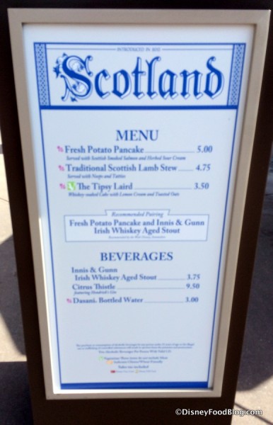 Scotland Menu