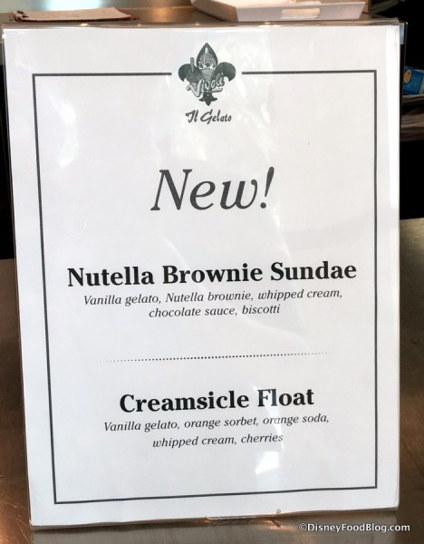 New items on the Menu at Vivoli il Gelato