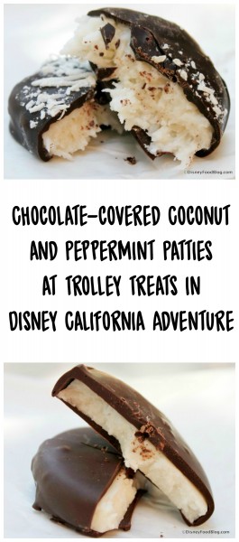 Chocolate-covered Coconut and Peppermint Patties at Trolley Treats in Disney California Adventure