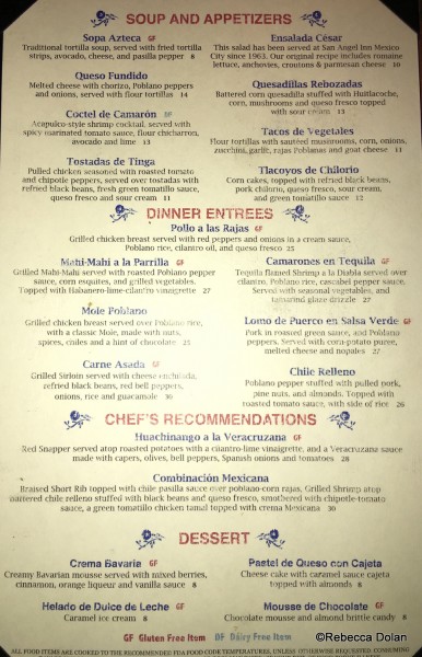 San Angel Menu