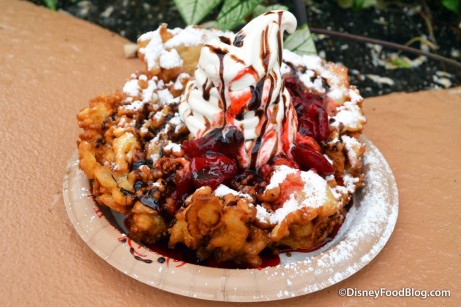 Review: Funnel Cake with Strawberry Topping and Soft Serve Vanilla Ice ...