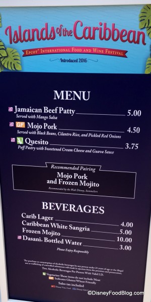 2017 Epcot Food and Wine Festival Islands of the Caribbean Menu