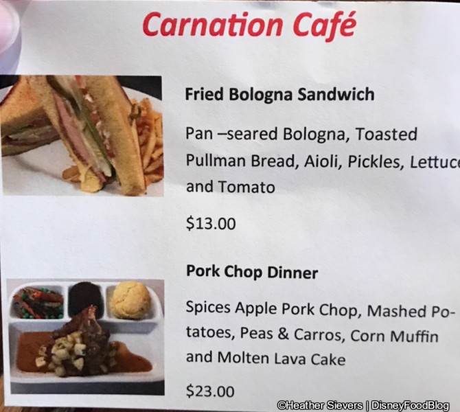 Carnation Cafe's Pixar Fest Menu