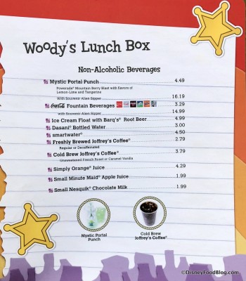 disney world woody's lunch box menu