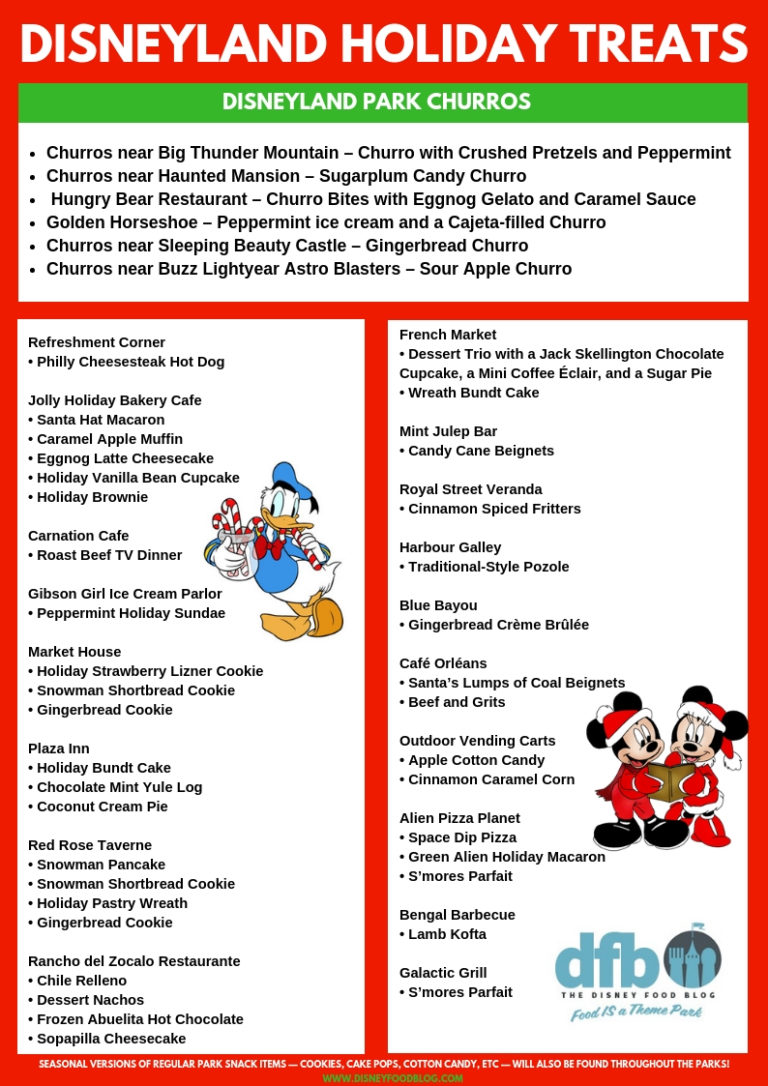 THREE DFB Exclusive Disneyland Resort Holiday Snack Checklists — Print