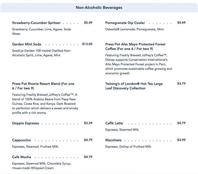 Full Dinner Menu Pricing Revealed for Disney's Riviera Resort's ...