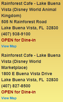 NEWS! Rainforest Cafe Has Reopened at Disney Springs and Animal Kingdom! 