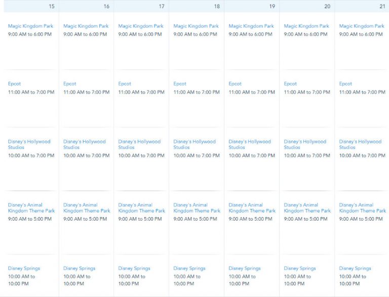 WDW Park Hours Shortened for November WDW and Disney Park Discussions