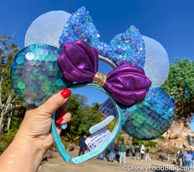 Shanghai Disneyland - Checkered Ribbon Black Minnie Ears Headband
