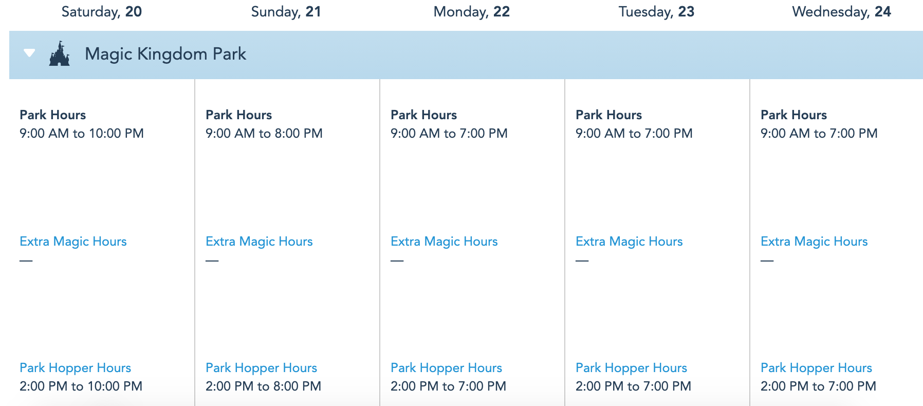 november disney world magic kingdom park hours