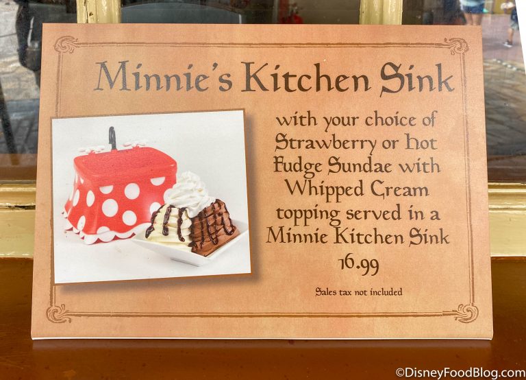 Mini Kitchen Sinks Are BACK In Magic Kingdom But Prepare To Be   2021 Wdw Walt Disney World Magic Kingdom Fantasyland Storybook Treats Minnie Kitchen Sink With Hot Fudge Sundae Snack Food Ice Cream 768x554 