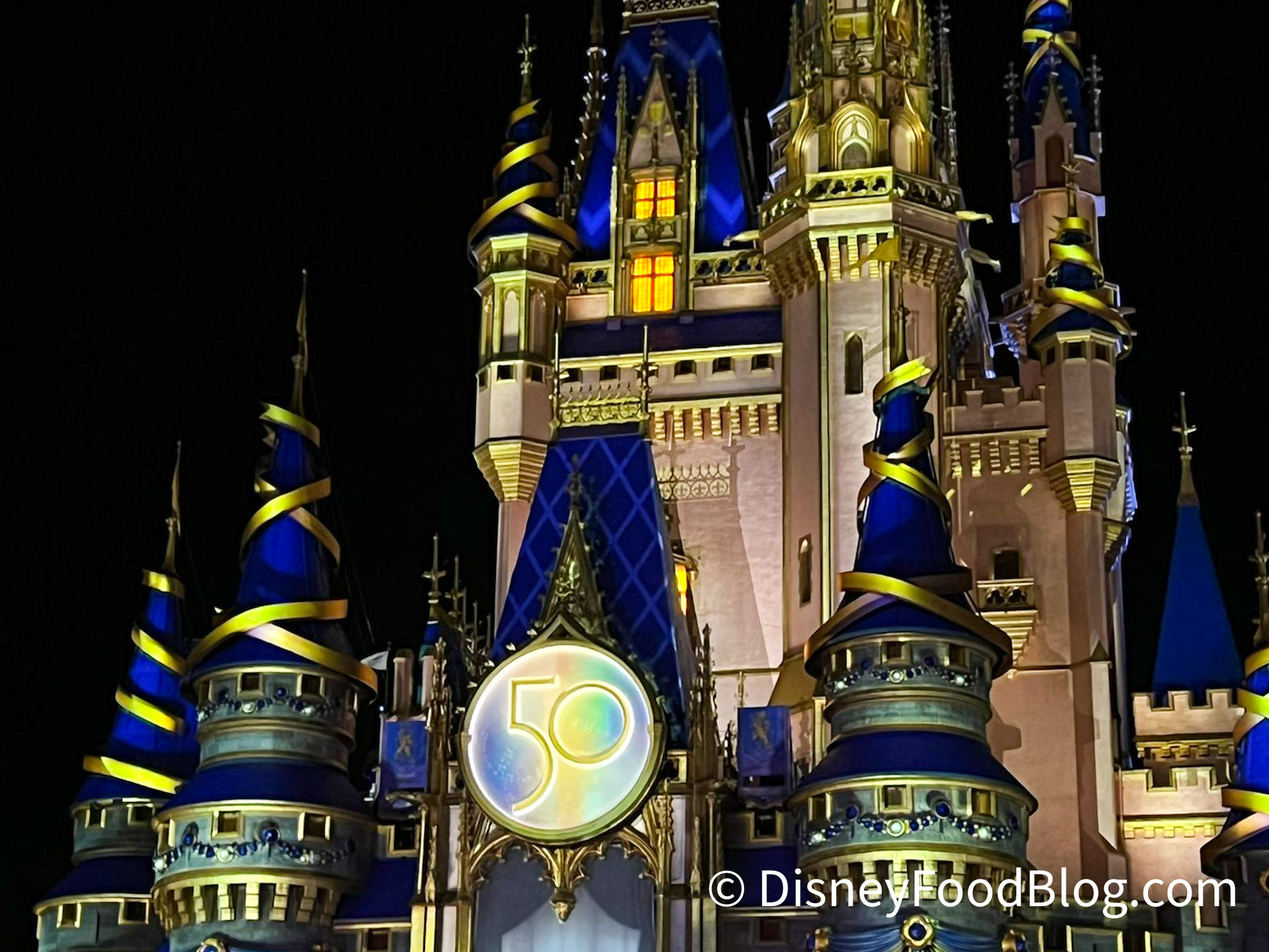 tangled castle at night