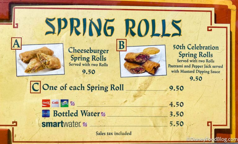 2021 Wdw Disney World Spring Roll Wagon Cart 50th Anniversary Spring Rolls Menu 2948