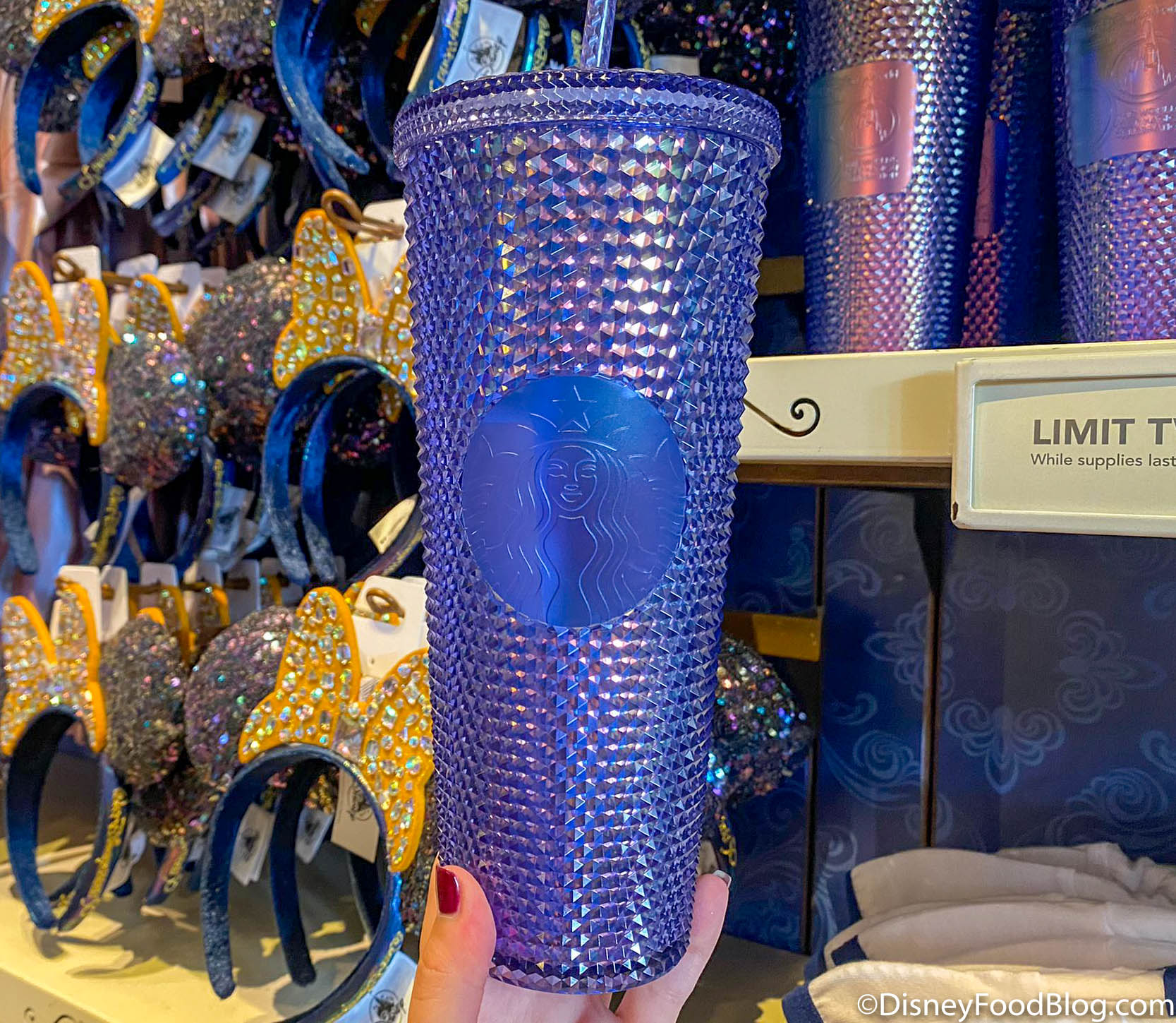 New Disney World 50th Anniversary Celebration Starbucks Blue Studded Tumbler  Cup