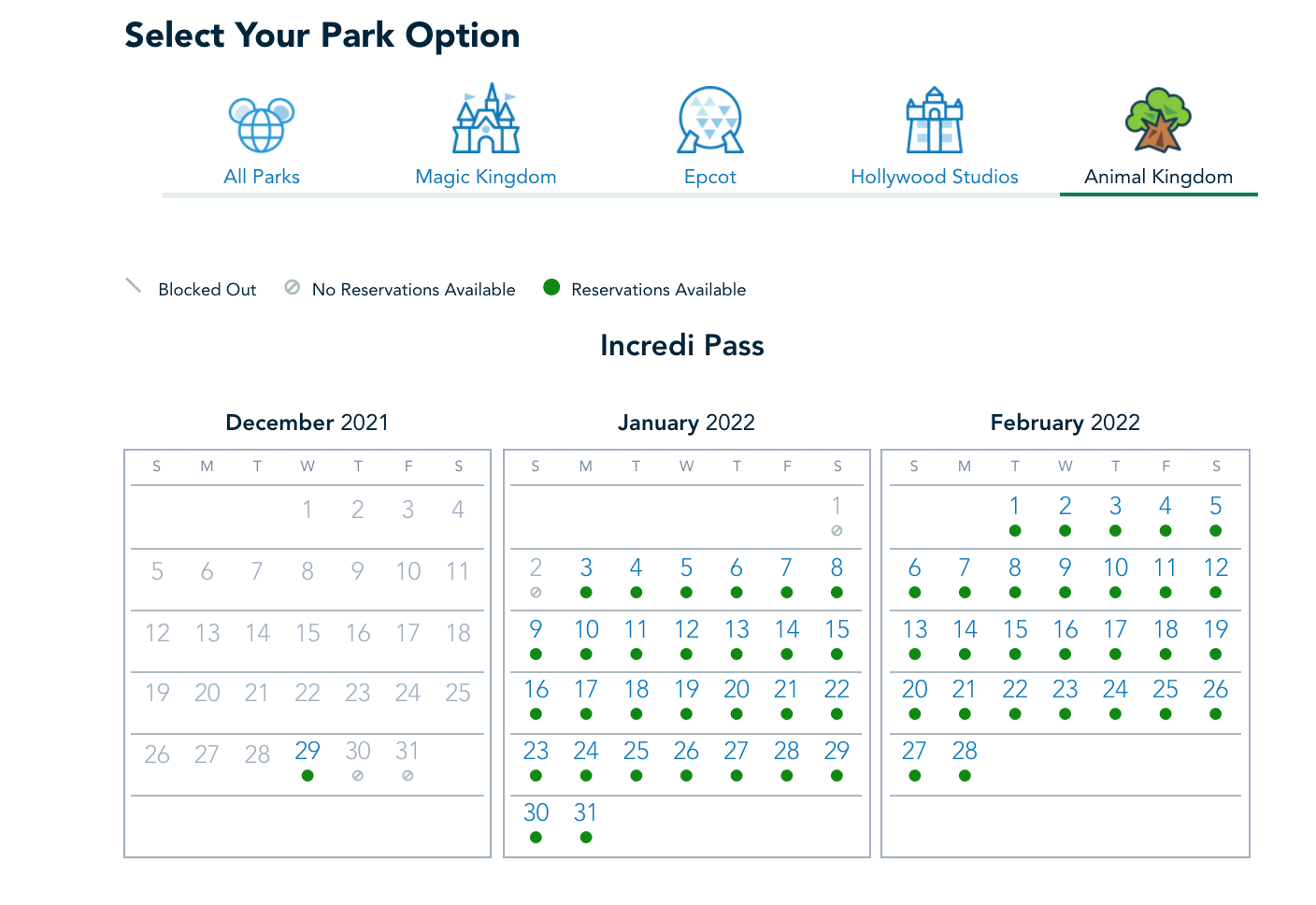 A Look at Disney World Park Reservation Availability for the First Week