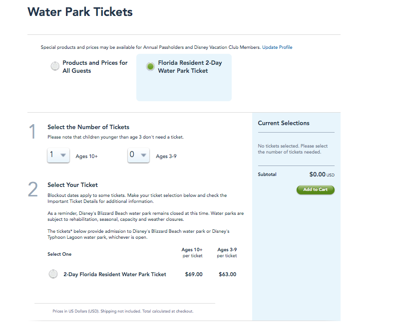 florida residents 2day water park ticket typhoon lagoon disney world