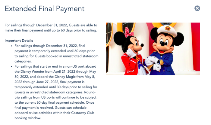 disney cruise 2022 payment plan