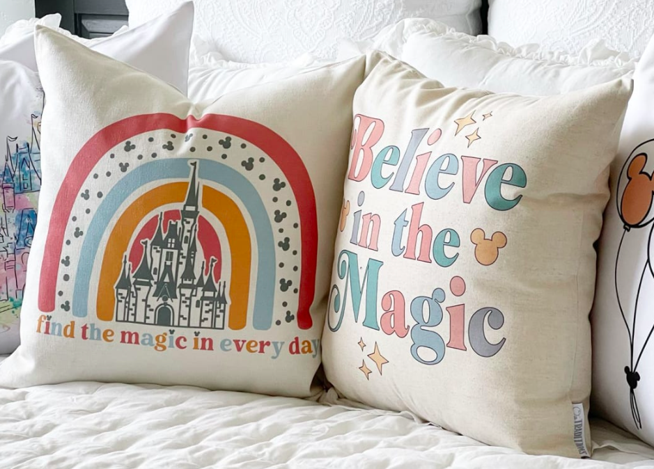 Mr. and Mrs. Disney Font Canvas Pillows or Pillow Covers - Home Throw -  Seven Miles Per Second