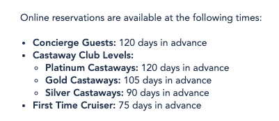 disney cruise palo reservation