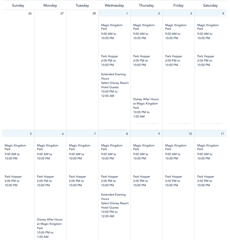 A FULL List Of Disney World Park Hours Through March 2023 the disney