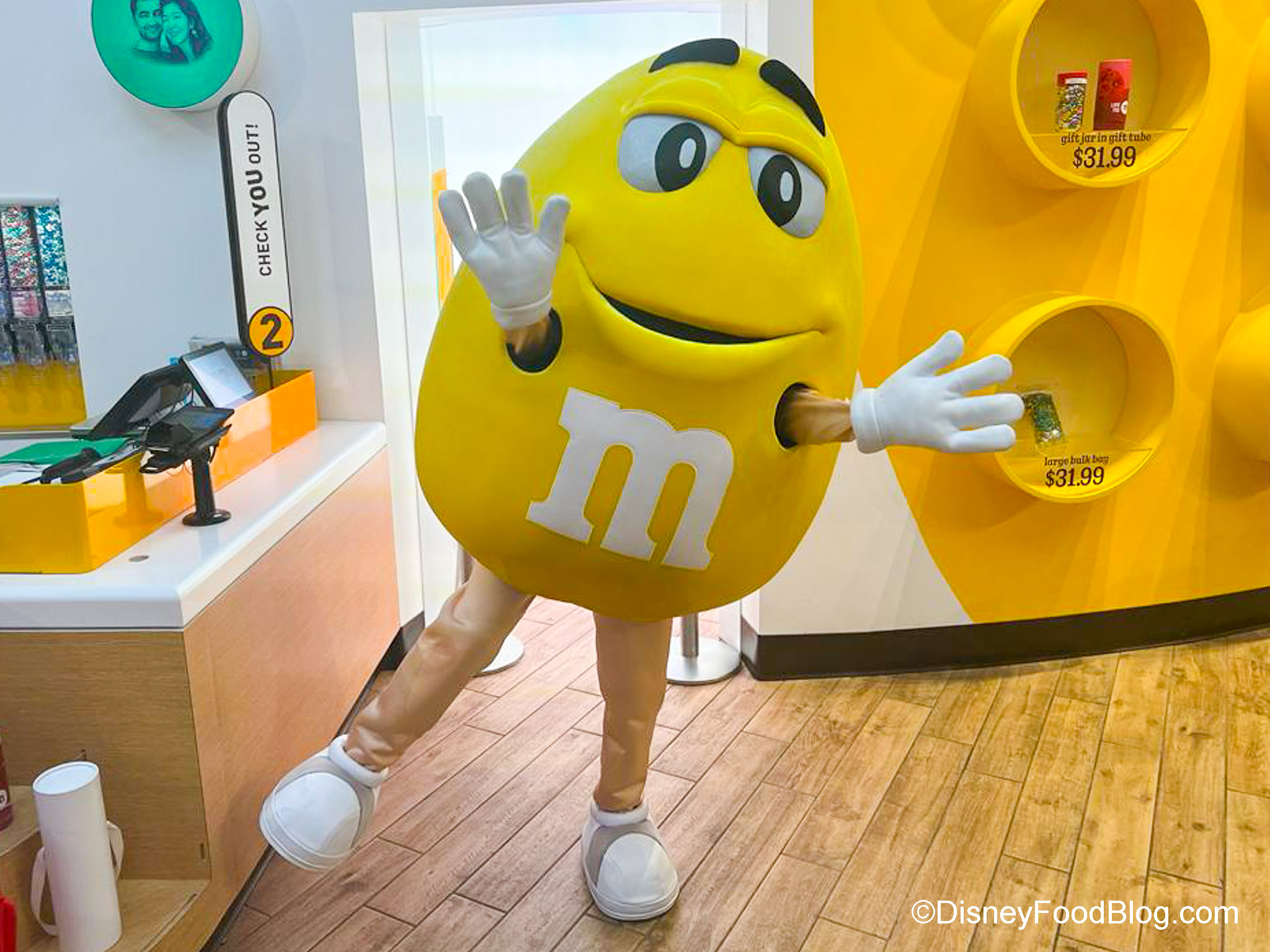 Yellow M&M Mascot  Spotted Yellow at M&M World in Las Vegas