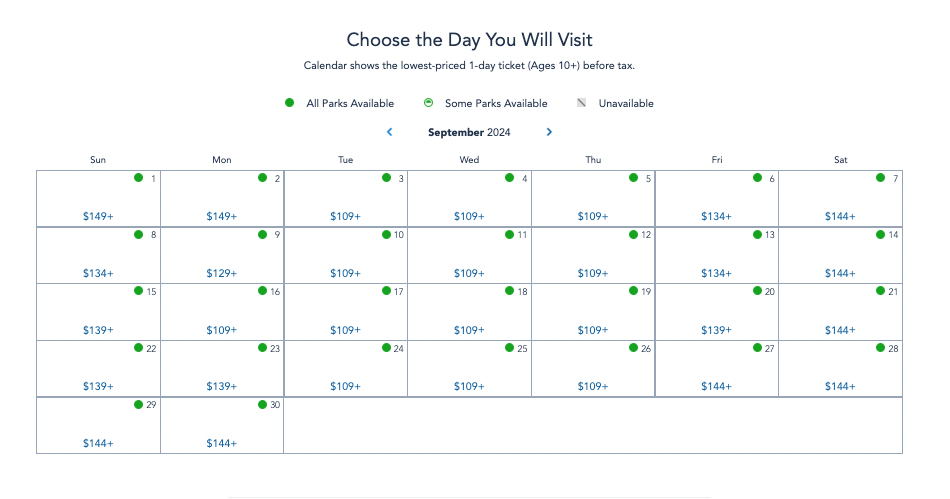 The Cheapest Days At Disney World For The Rest Of 2024 The Disney   2024 Wdw Ticket Prices September 