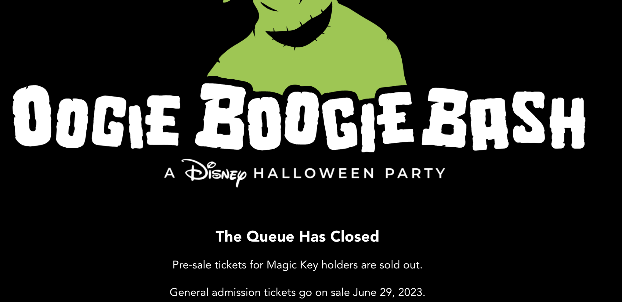 NEWS PreSale Tickets SOLD OUT for Disney's Oogie Boogie Bash the