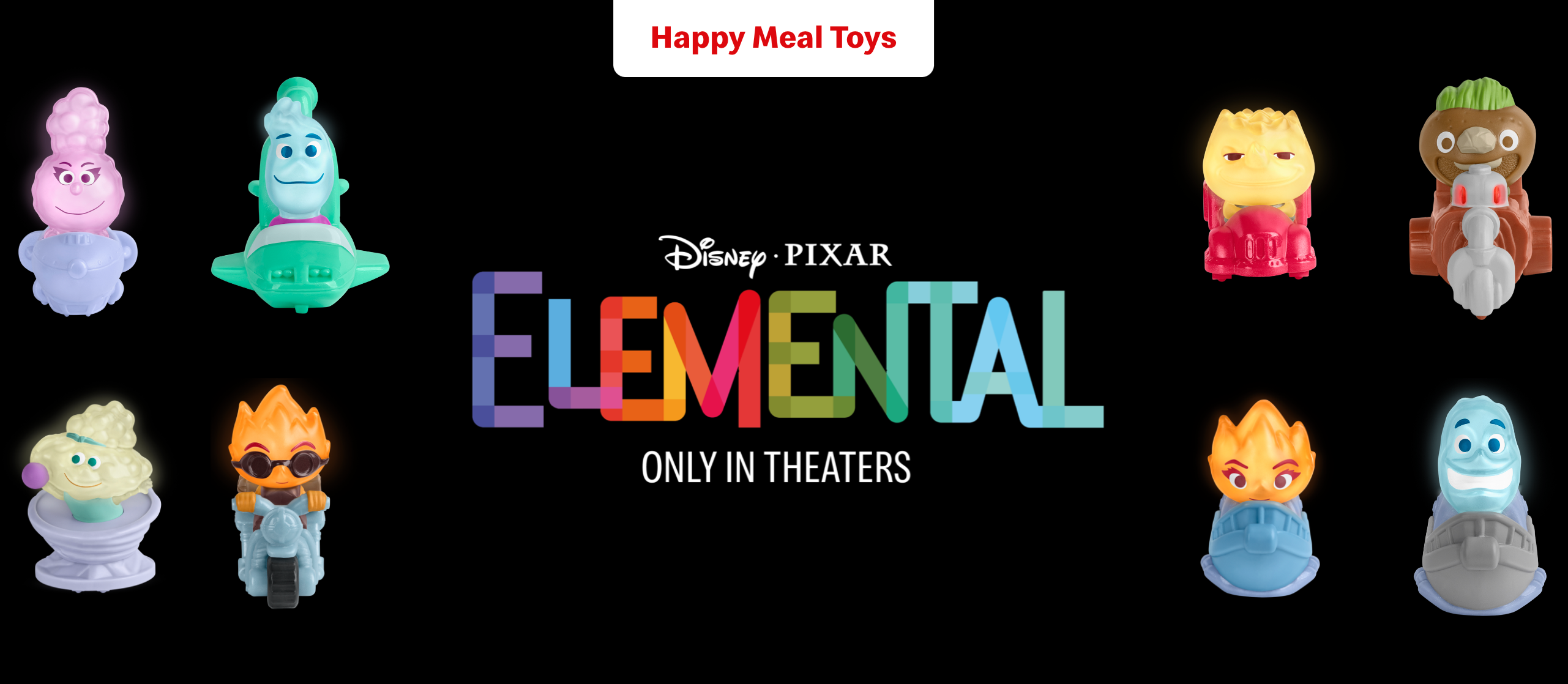 Mcdonalds 2023 Happy Meal Toys Pixar Elemental Movie Film 