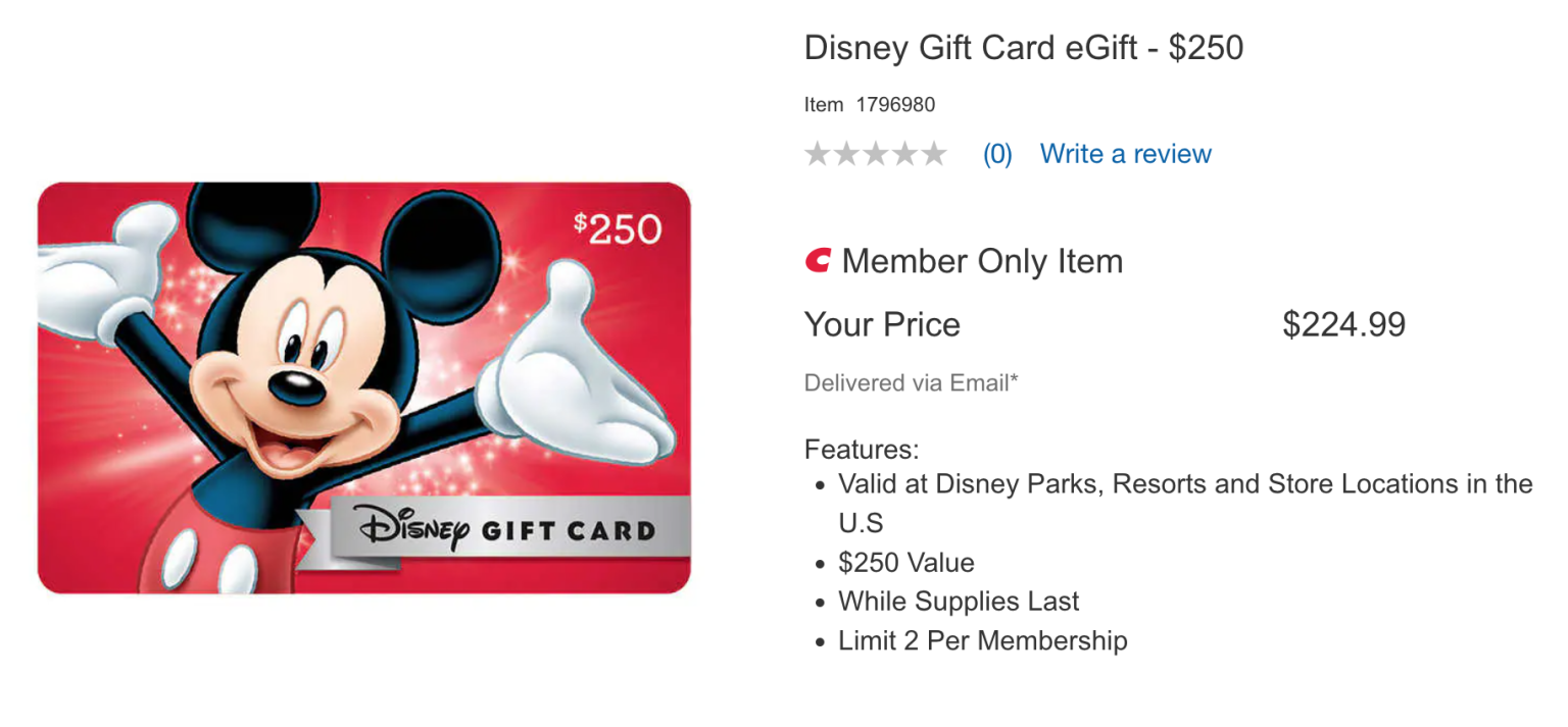 REMINDER Costco Has Disney Gift Cards for 10 OFF Online Right NOW