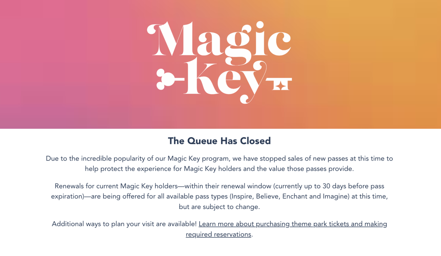 NEWS ALL Magic Key Passes Sold OUT One Day After Disney Resumed Sales