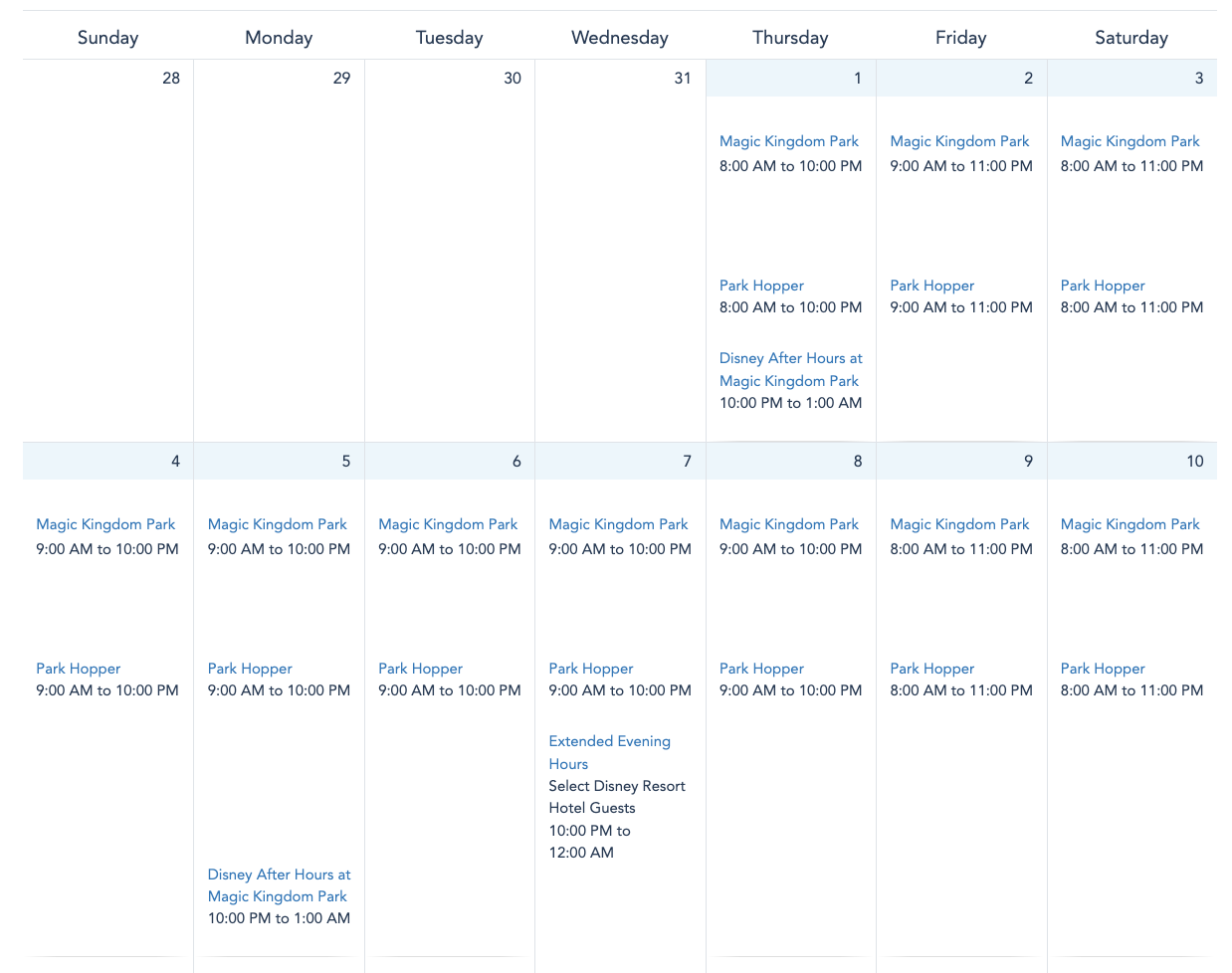 Full List of Disney World Park Hours for February 2024 Disney by Mark